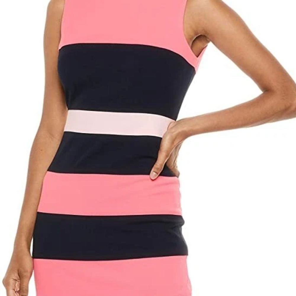 NWT Tommy Hilfiger Pink and Blue Sheath Midi Dress